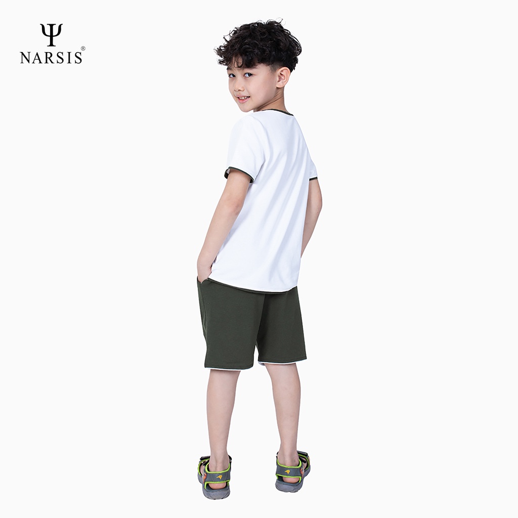Bộ cotton bé trai nhiều màu Narsis KE1013 KE1016 áo cổ tròn mùa hè cho bé
