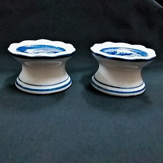 Cặp chân nến thờ men lam gốm Bát Tràng