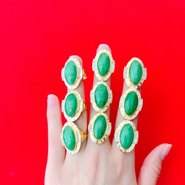 Nhẫn đá cẩm thạch đá viền