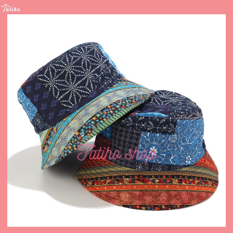 [Hàng Xịn, Giá Tốt] Mũ Nón Bucket Vành Ngắn Họa Tiết Thổ Cẩm Nhiều Màu - Mã NV012