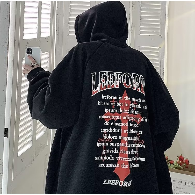 [ba màu]áo hoodie dáng rộng có khóa kéo in chữ thời trang dành cho nam áo hoodie form rộng hàn hiphop hoodie nam