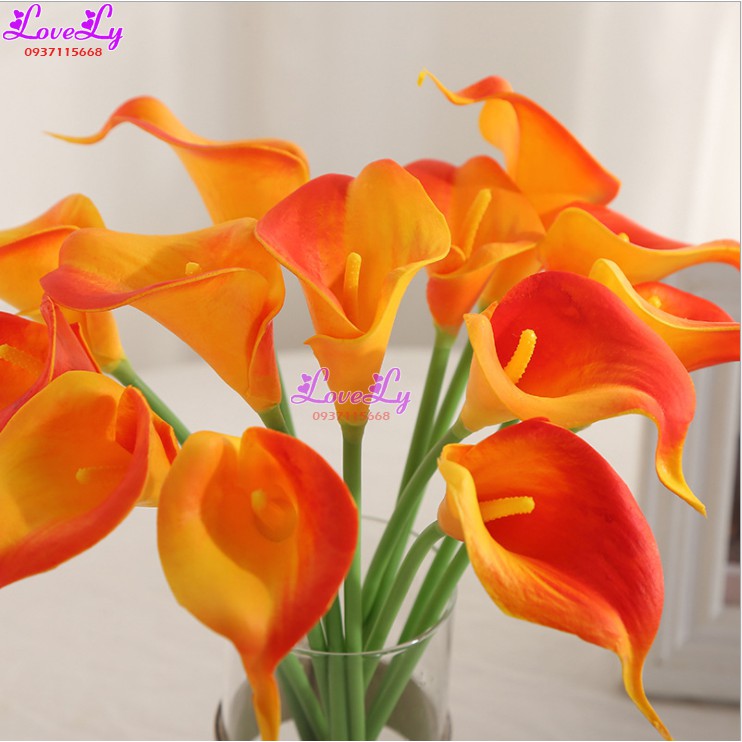 Hoa giả - Hoa RUM CALLA LILY cao su giả như thật cao cấp