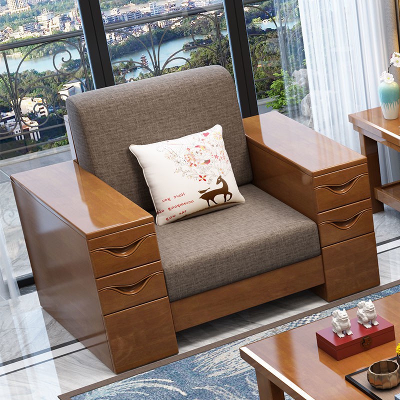 Xi xưởng phong cách Trung Quốc sofa gỗ rắn kết hợp đơn giản hiện đại nông thôn tiết kiệm phòng khách hộ gia đình că