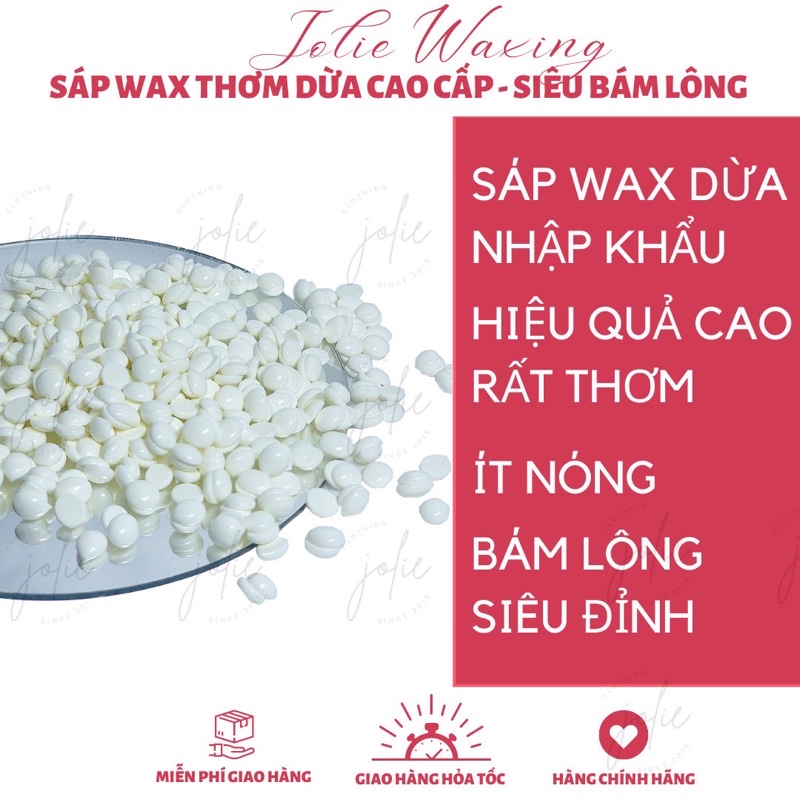 Hạt wax nóng wax lông dừa nhập khẩu, hard wax beans coconut cực thơm, siêu bám lông