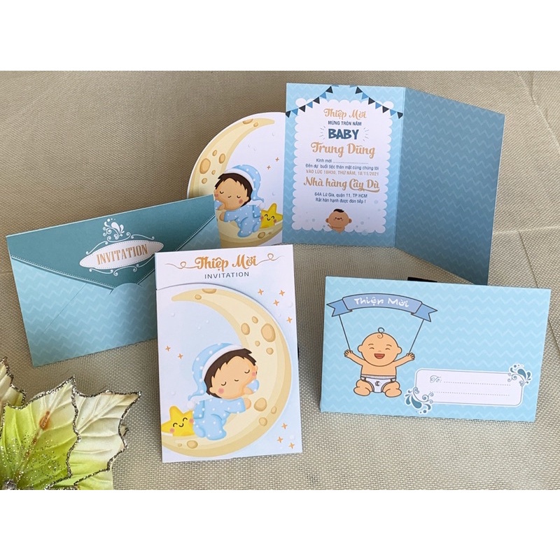Thiệp Thôi nôi, Sinh nhật, Đầy tháng Bé Mặt trăng
