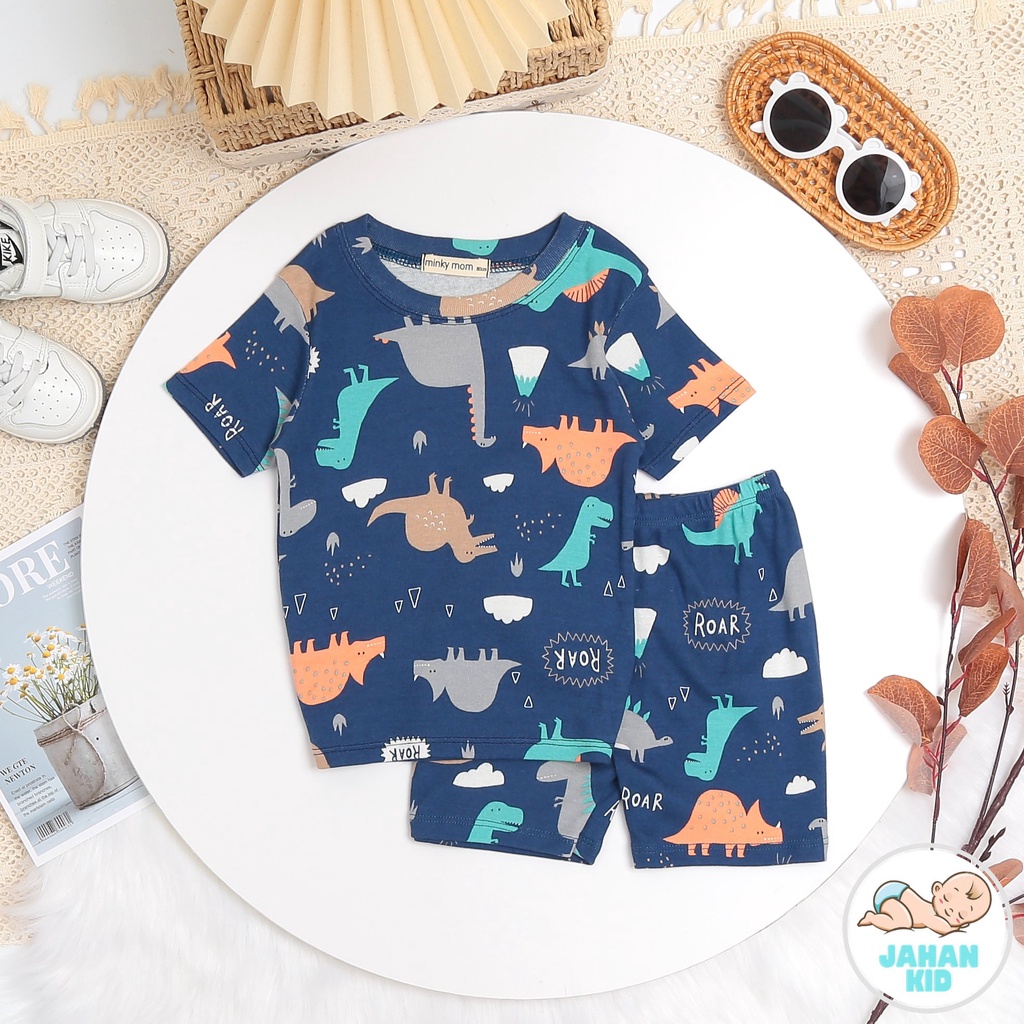 [MÀU NGẪU NHIÊN] Combo 4Bộ Cộc Tay Cho Bé Trai, Bé Gái Minky Mom Vải Cotton Borip Động Vật, Đồ Bộ Cho Bé Mặc Nhà MKM2212