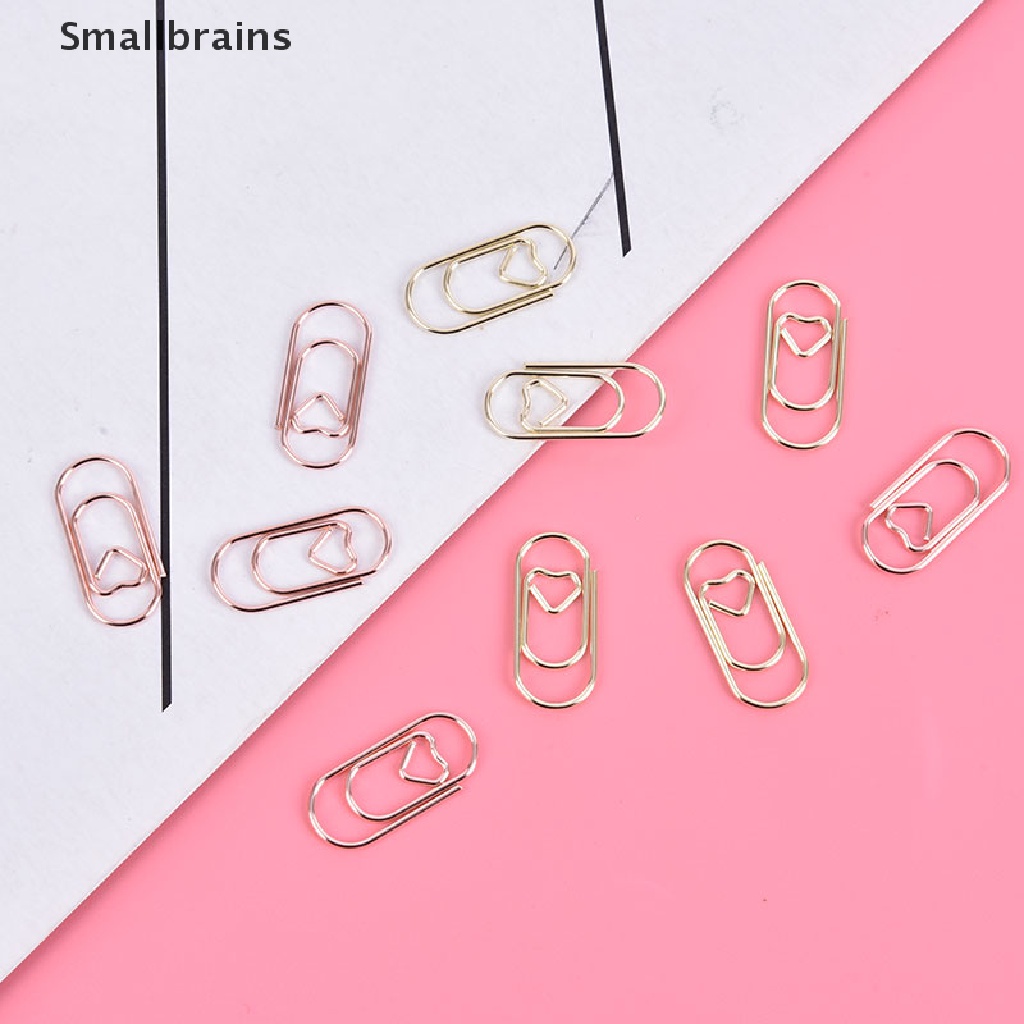 Set 50 Kẹp Giấy Kim Loại Màu Vàng Hồng Hình Trái Tim