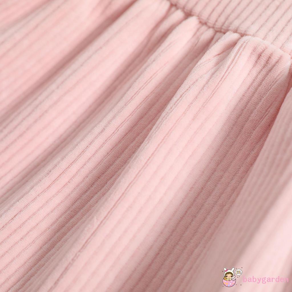 Đầm Nhung Chữ A Tay Dài Cổ Bẻ Cài Khuy Thời Trang Cho Bé Gái 6 Tháng - 4 Tuổi