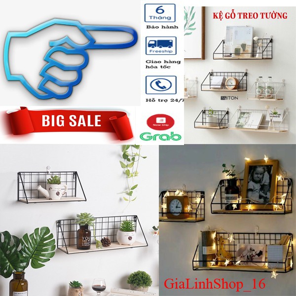 Kệ Săt Đáy Gỗ Đa Năng,Giá Gỗ Trang Trí Nhà Cửa,Decor Phòng Ngủ Phòng Khách Quán Xá Tằng Kèm Đinh 4 Chấn Và Miếng Dán