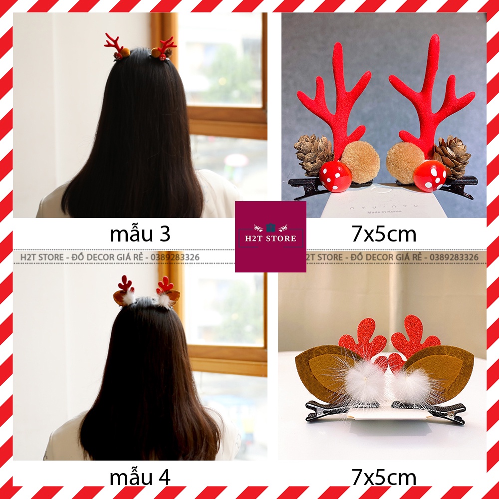 Cài tóc noel hình sừng tuần lộc giáng sinh size 7cm dễ thương hàng có sẵn