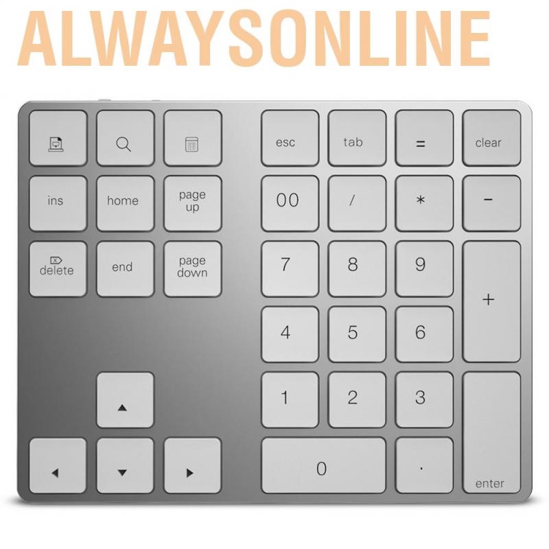 Alwaysonline BT308 34 Keys Mini Rechargeable Numpad Wireless Numeric Keypad Small Keyboard