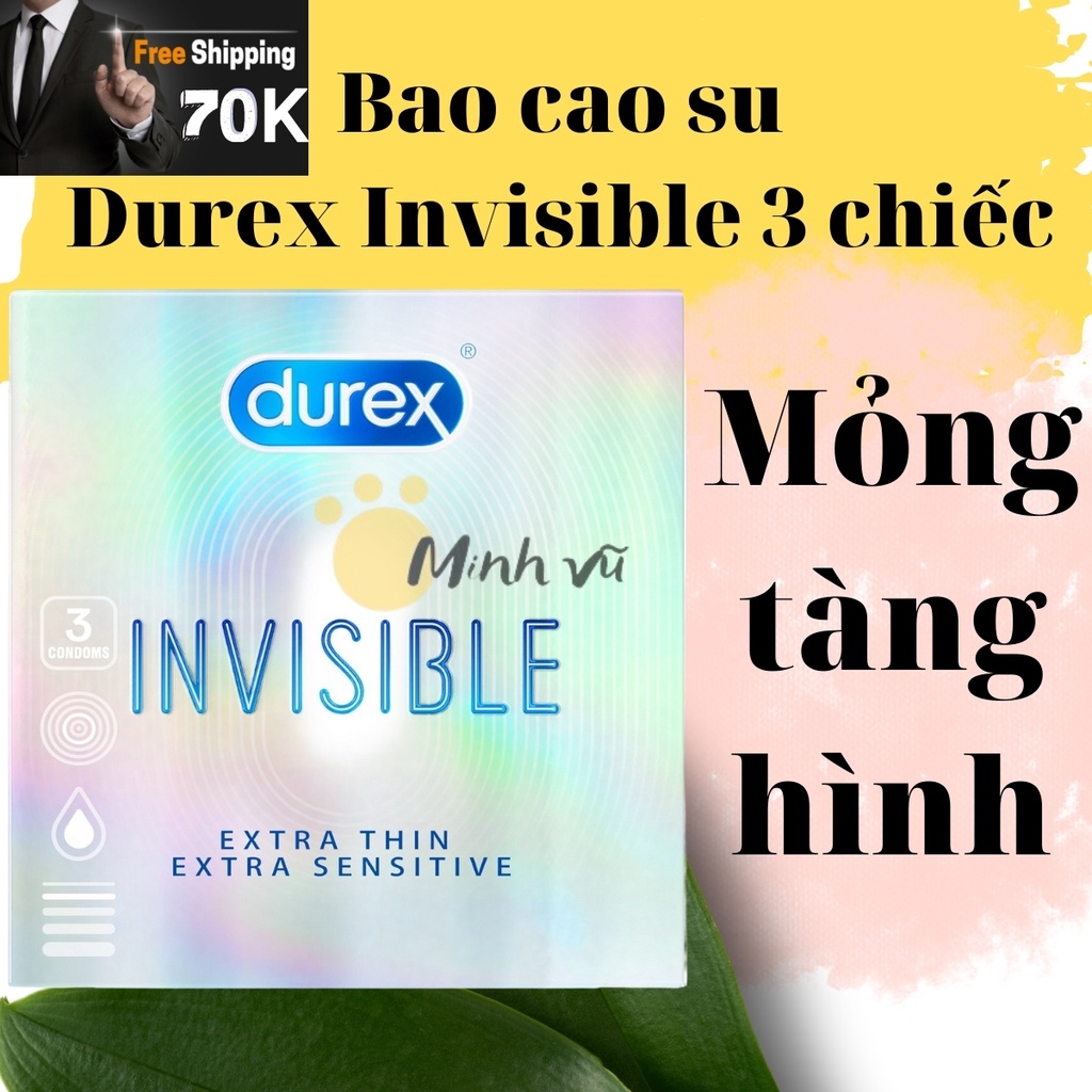 [ Có video ảnh thật ] Hộp durex invisible 3 chiếc bcs siêu mỏng tàng hình