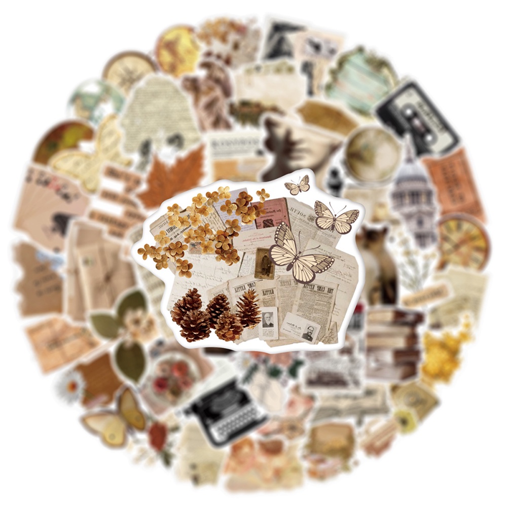 Set 50 chiếc sticker chống nước CỔ ĐIỂN THẦN THOẠI RETRO VINTAGE dán mũ bảo hiểm, laptop, vali, xe máy, đàn, decor