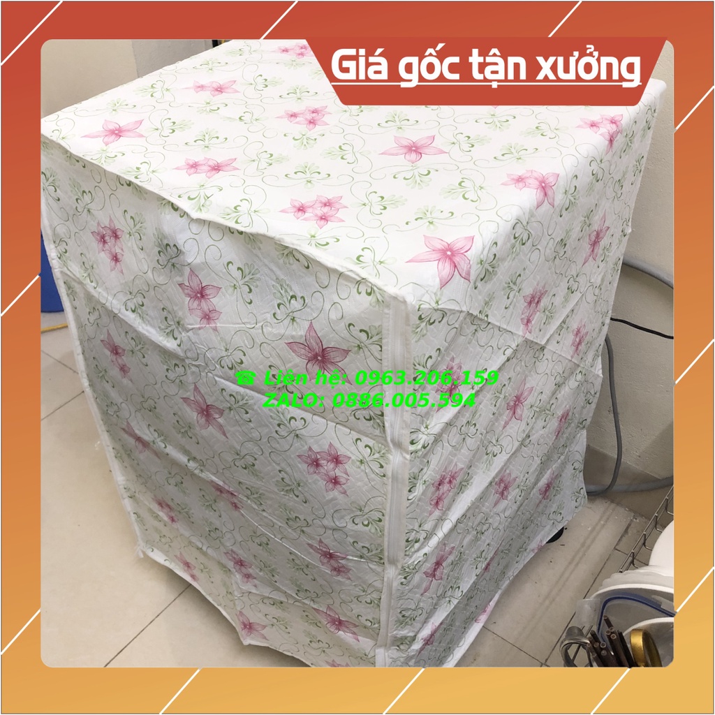 [HOT] Bọc Trùm Máy Giặt Cửa Trên, Cửa Ngang Nilon Pha Vải Loại 7 Đến 9 KG