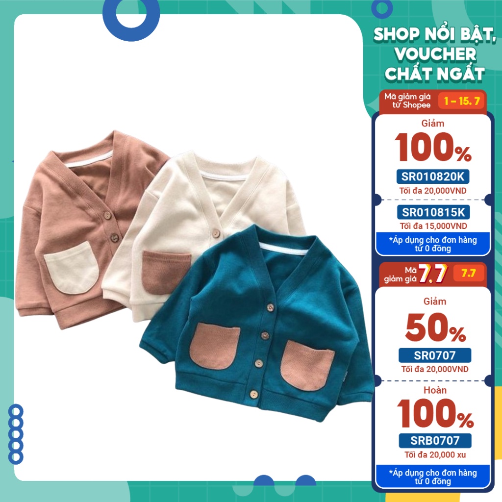Áo cho bé trai bé gái hàn quốc xuất xịn, áo khoác len cardigan bé trai và bé gái cho bé từ 6-27kg