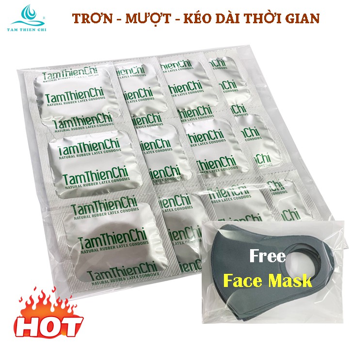 Bao cao su Tâm Thiện Chí mỏng kéo dài dạng túi 12 cái TẶNG kèm 5 cái KHAUTRANGVAISU