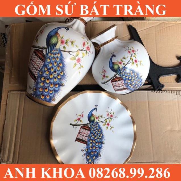 Bộ 3 bình trang trí phòng khách - Gốm sứ Bát Tràng Anh Khoa