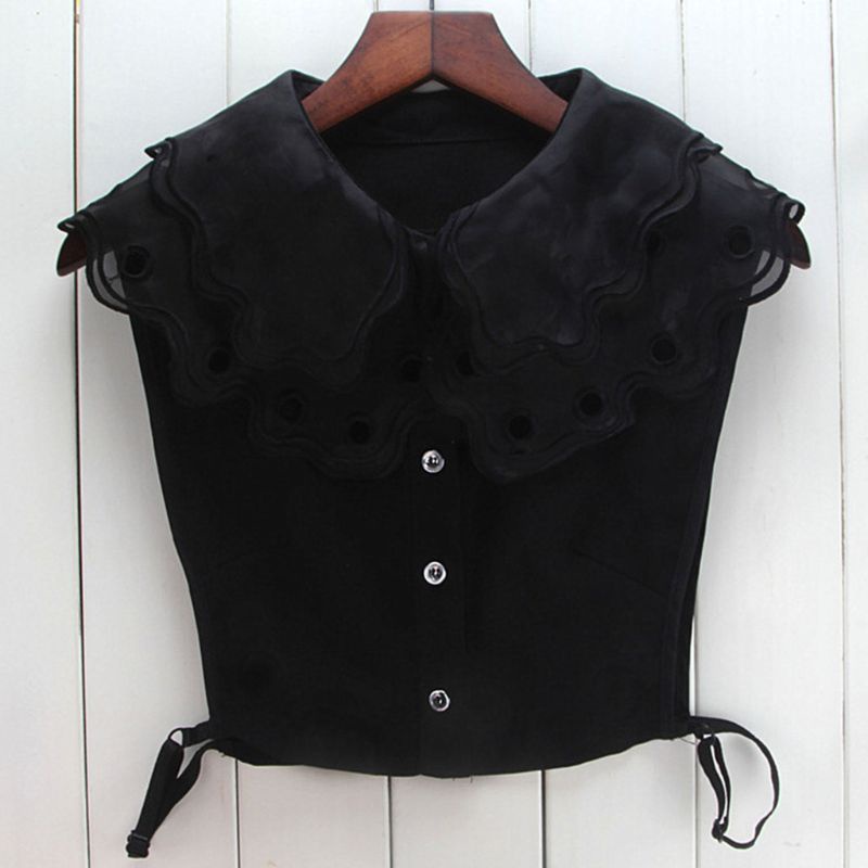 Cổ Áo Sơ Mi Giả Phối Ren Màu Trắng / Đen Thời Trang Cho Nữ