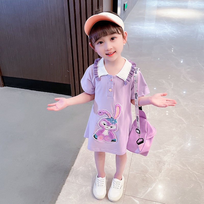 Đầm Polo In Họa Tiết Thỏ Hoạt Hình Dễ Thương Phong Cách Hàn Quốc Thời Trang Mùa Hè 2023 Cho Bé Gái