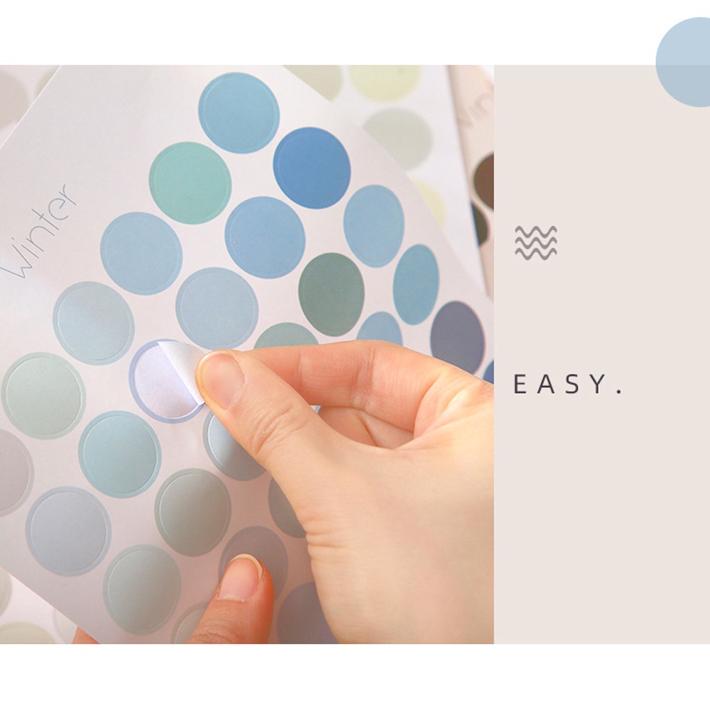 Set sticker nhãn dán chấm tròn DABU trang trí sổ tay 8 màu
