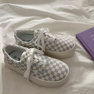 Giày sneaker caro đế bánh mì phong cách Ulzzang
