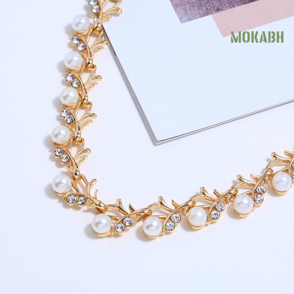 Bộ Trang Sức Đính Ngọc Trai Nhân Tạo Thanh Lịch Dành Cho Nữ