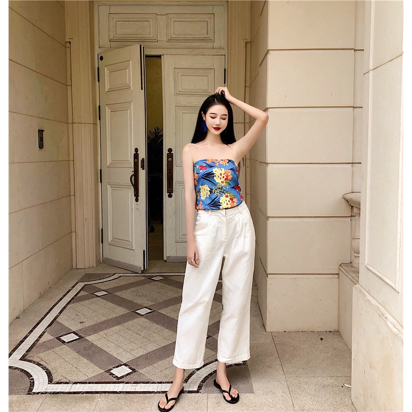 Áo croptop IELGY hở vai in họa tiết quyến rũ nữ tính