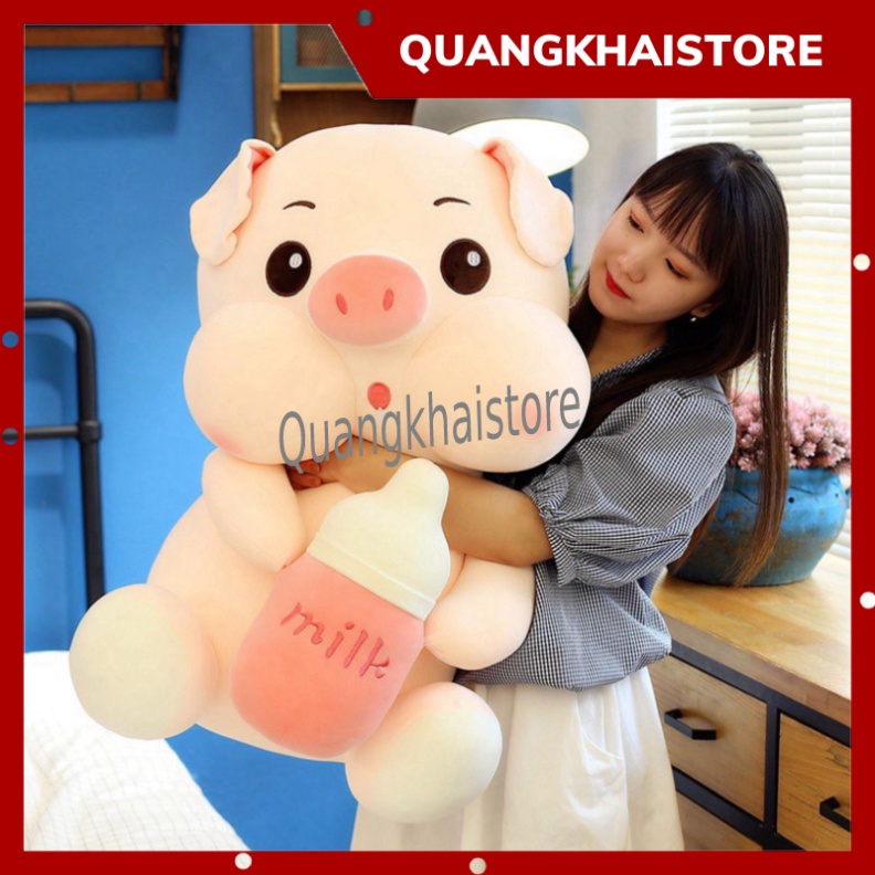 Gấu bông to Heo Lợn ôm bình sữa, Hổ ôm bình sữa , gối ôm hình thú nhồi bông Hổ ôm bình sữa siêu hot