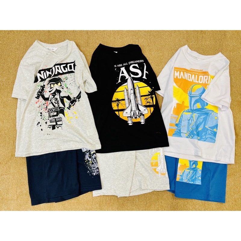 Bộ cotton bé trai đại Marvel/pokemon/nasa/ninja