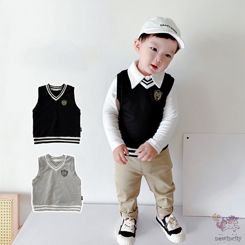 Áo ba lỗ không tay cổ chữ V phong cách mùa đông Hàn Quốc cho bé trai