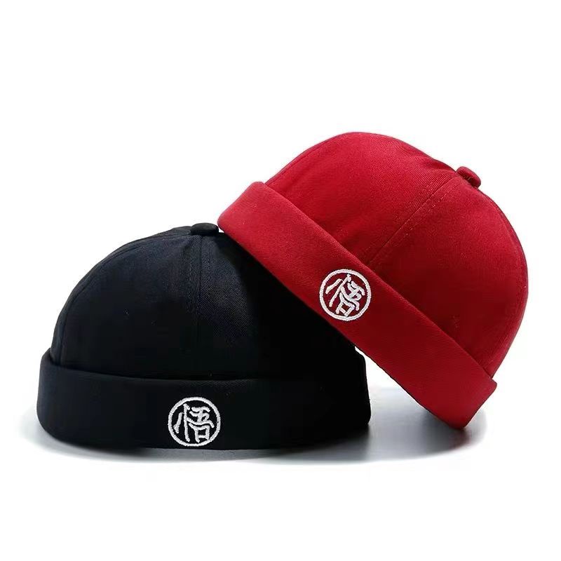 Mũ tròn The Capal nam nữ không vành thêu chữ Trung Hoa phong cách hoài cổ