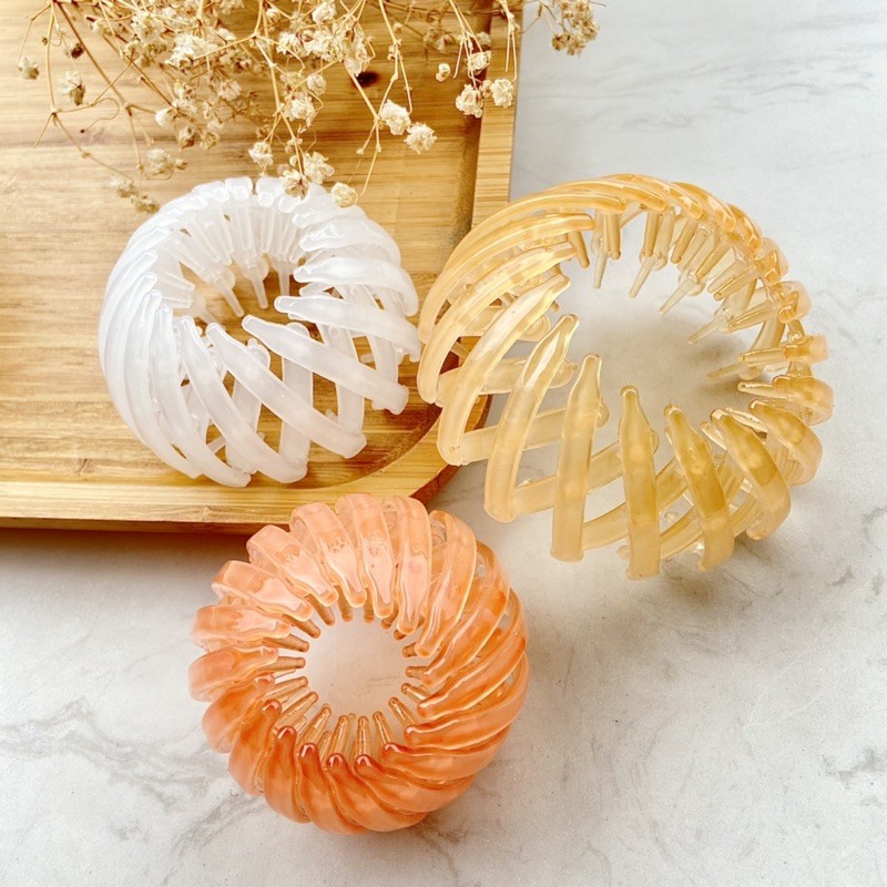 Kẹp tóc tổ chim, cặp tóc búi tròn nhựa trong - tiemcuaxu