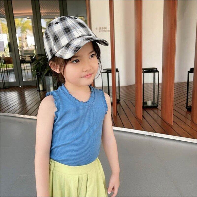 Áo Thun Ba Lỗ Vải Cotton Mỏng Màu Sắc Đơn Giản Phong Cách Hàn Quốc Cho Bé Gái 3-7 Tuổi