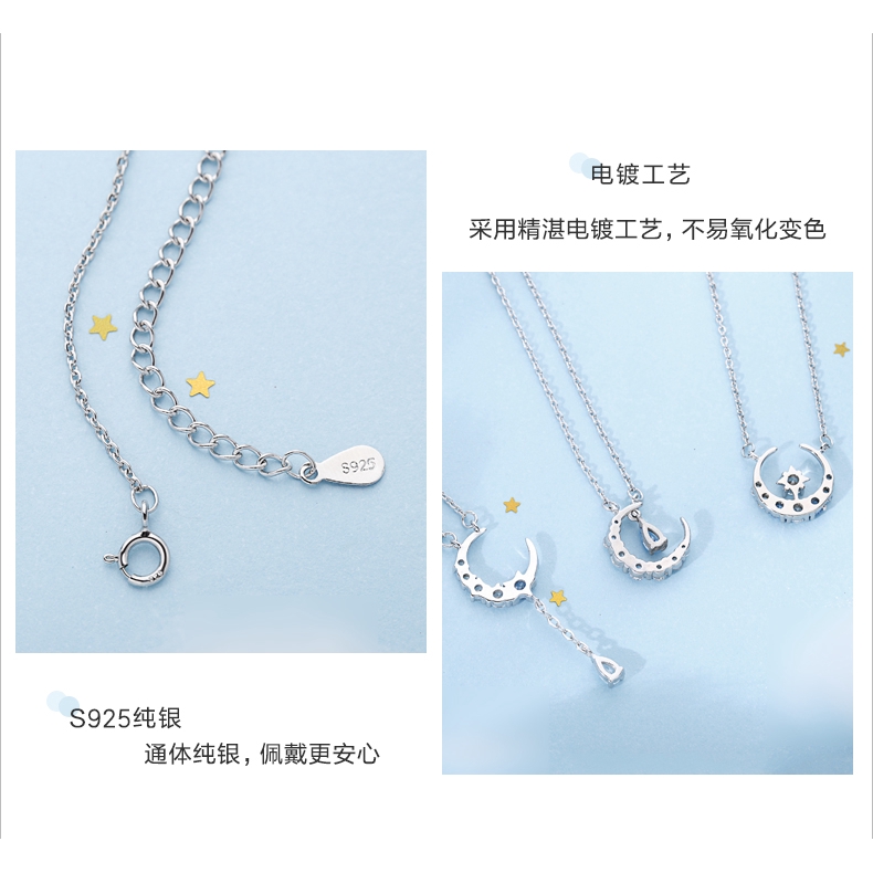 Elegant elegant moon and star pendant necklace