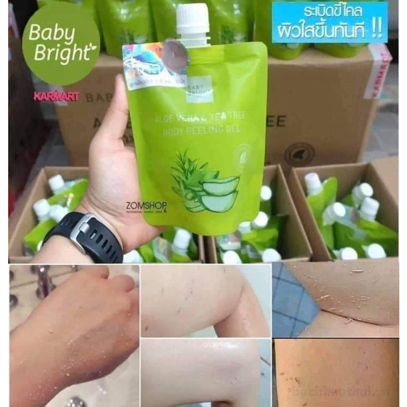 Gel tẩɏ tế bào chết nha đam Baby Bright Aloe Vera &amp; Tea Tree Body Peeling Gel Thái Lan