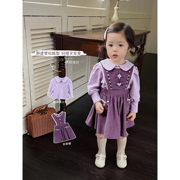 Set Áo Váy Thời Trang Mùa Thu 2022 Phong Cách Mới Cho Bé Gái