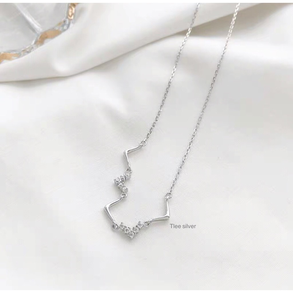Dây chuyền bạc nữ TLEE chocker nữ chữ V nối nạm đá cao cấp TleeJewelry D0137