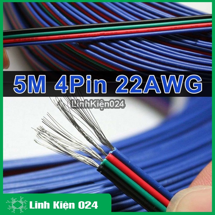 Cuộn 10 mét đây điện dẹt 4 màu 22AWG 4P