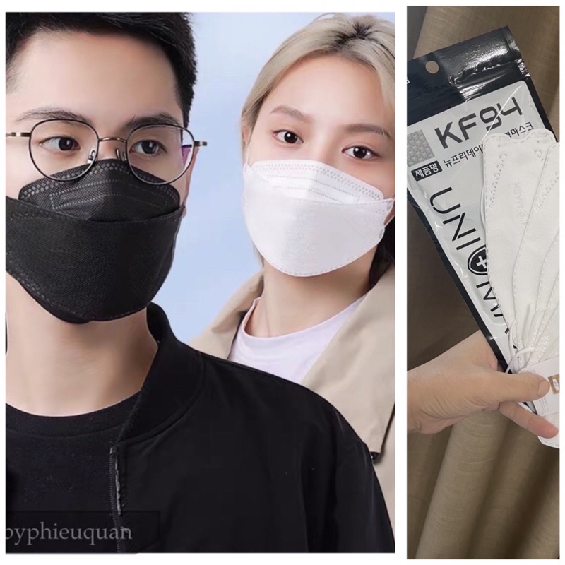 1 hộp 50c khẩu trang KF94 đen trắng - Khẩu trang 4D mask đeo thoải mái giá rẻ