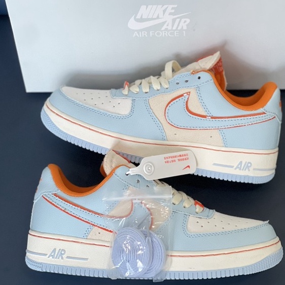 Giày thể thao nam nữ Af1 xanh cam màu mới 2022, sneaker air force 1 doraemon bản xịn, tặng box bảo vệ/DINO