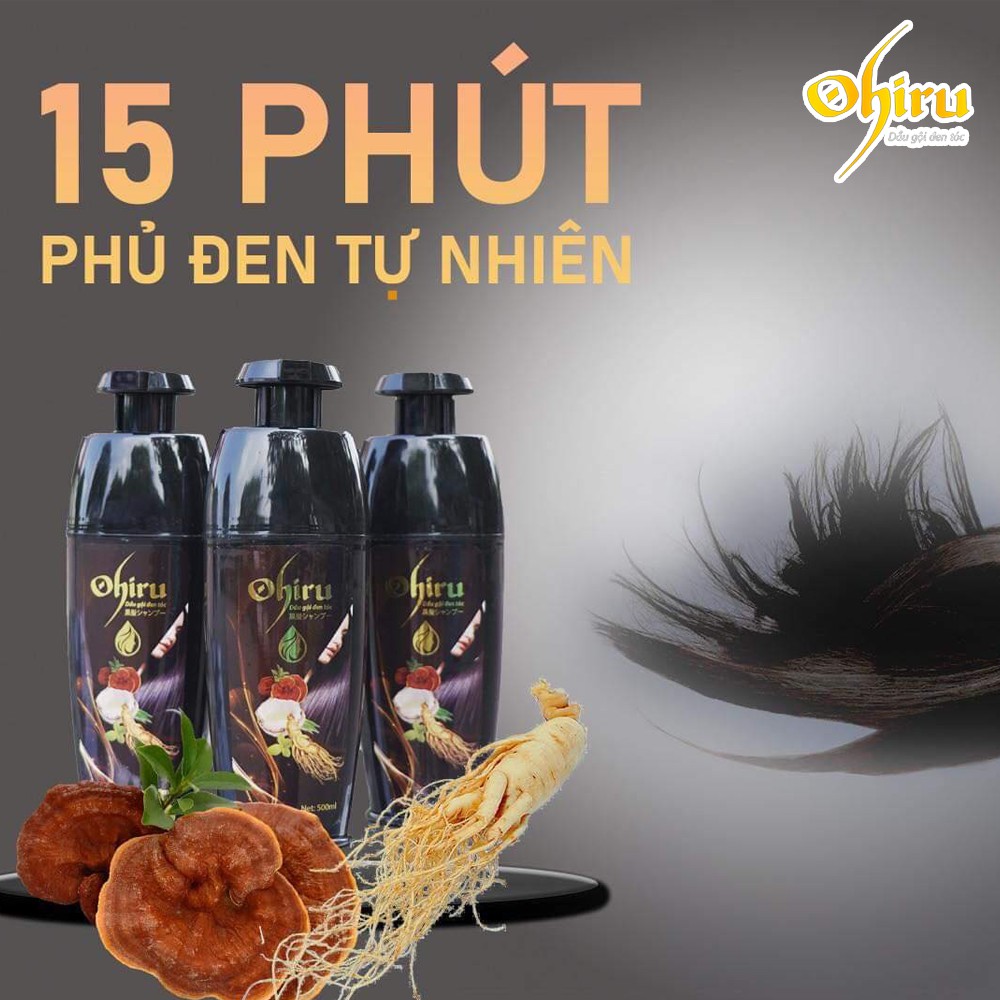 Dầu gội phủ bạc tóc đổi màu Đen tóc Ohiru Nhật Bản 500ml