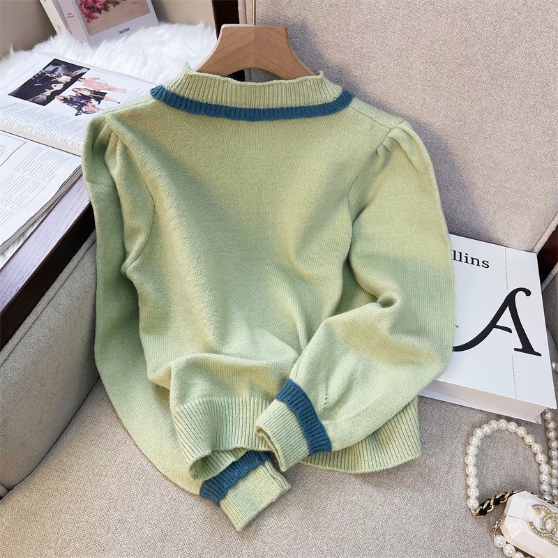 Áo khoác cardigan Pure Cube dệt kim màu sắc tương phản phong cách Hàn Quốc thời trang thu đông cho nữ