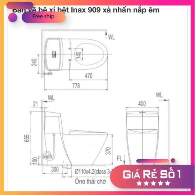 Bồn cầu INAX AC-909VRN-1 chính hãng,miễn phí vận chuyển hcm