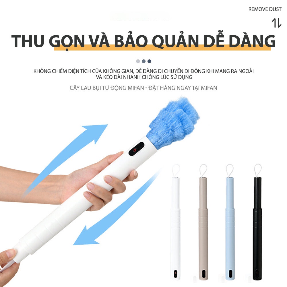 Bàn chải đánh bụi bằng lông quay bằng điện 360 ° Dụng cụ làm sạch gia đình có thể điều chỉnh