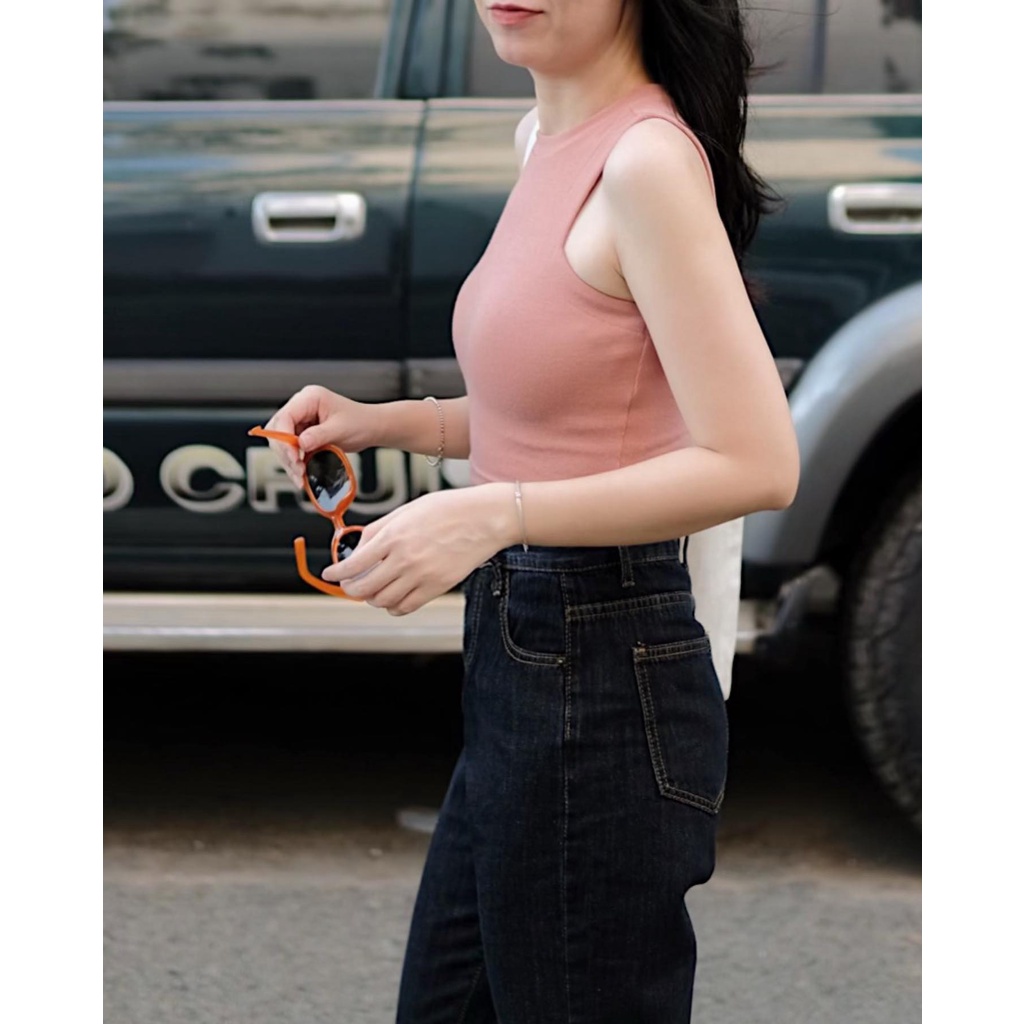 Áo croptop 3 lỗ nữ ôm body không tay RUCHAN kiểu dáng ba lỗ cổ tròn thun gân nhiều màu thời trang