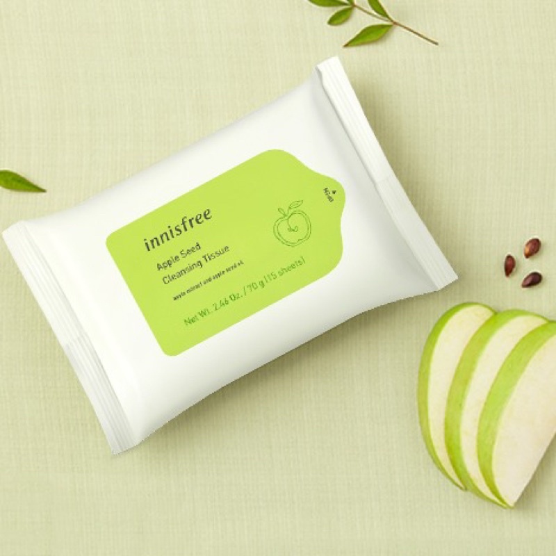 Khăn Ướt Tẩy Trang mắt môi Innisfree Apple Seed Cleansing Tissue