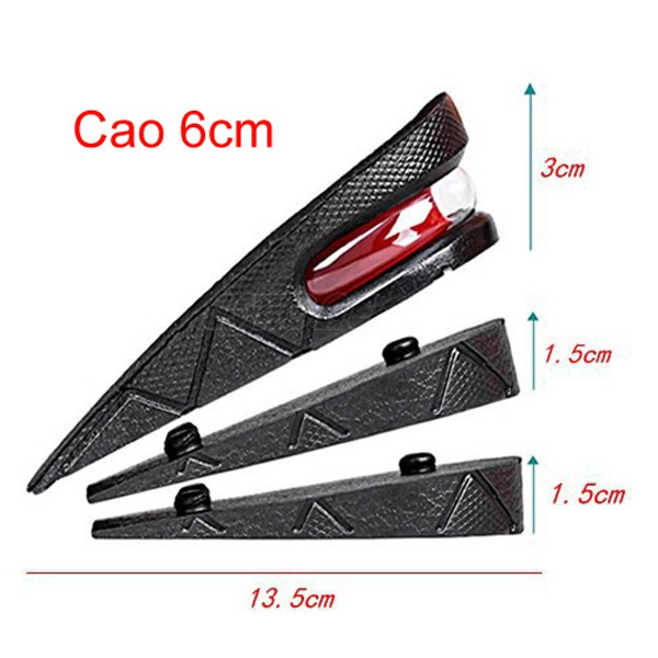 LÓT GIÀY TĂNG CHIỀU CAO CAO SU NỬA BÀN 3 LỚP (6 CM) (MÀU ĐEN)