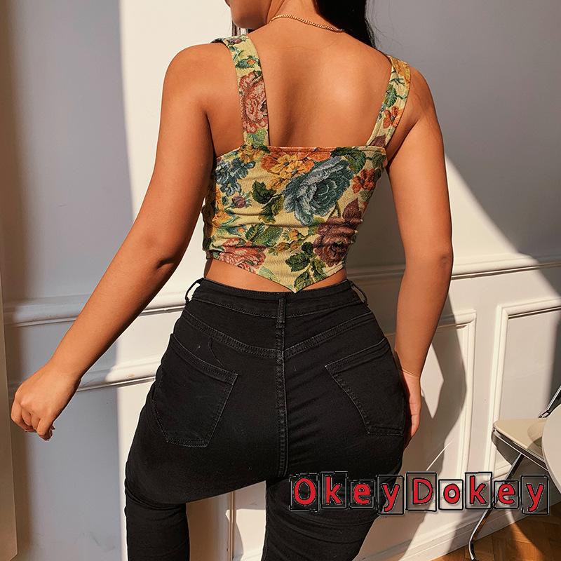 Áo Croptop Hai Dây Thêu Hoa ThờI Trang Cho Nữ