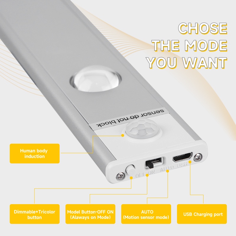 Đèn Led/Đèn USB Tủ quần áo Đèn điều chỉnh độ sáng Tủ quần áo Đèn ba màu 20cm 30cm 40cm Tủ quần áo phòng ngủ