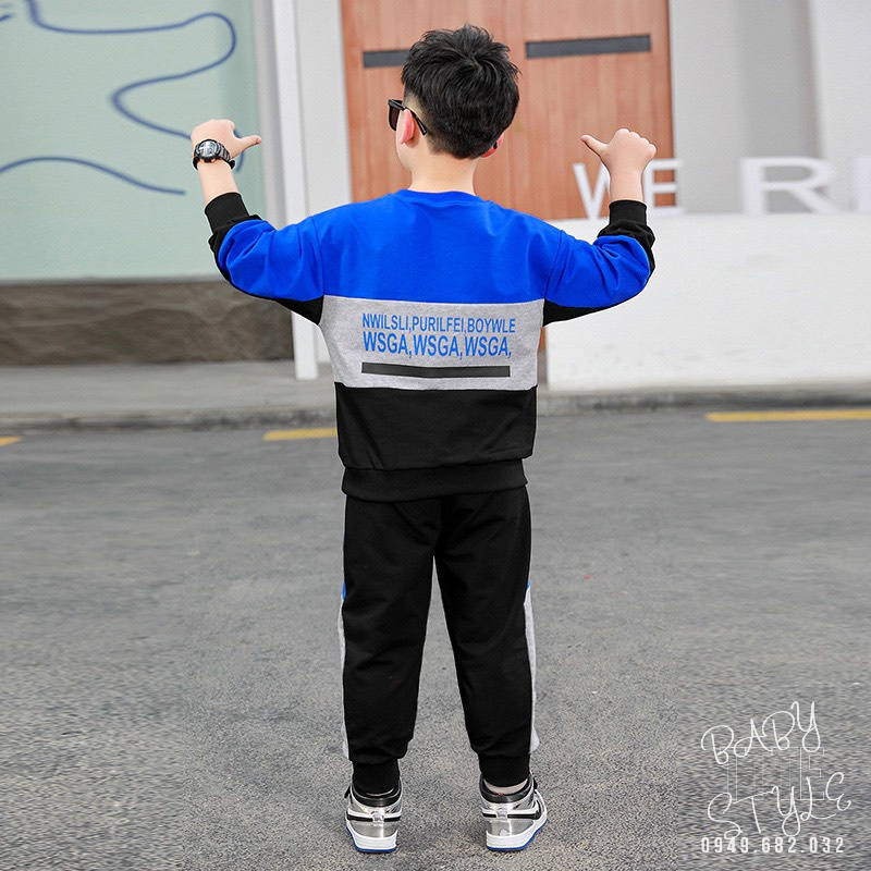 Bộ quần áo thu đông cho bé trai  &quot;SWAG&quot; 14-45kg, đồ bộ dài tay cho bé 4-14 tuổi. Hàng may kỹ. Thoải mái. B50